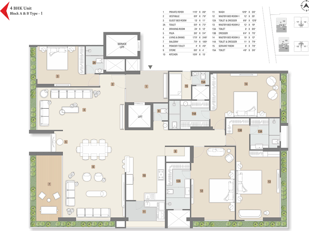 4BHK unit type1